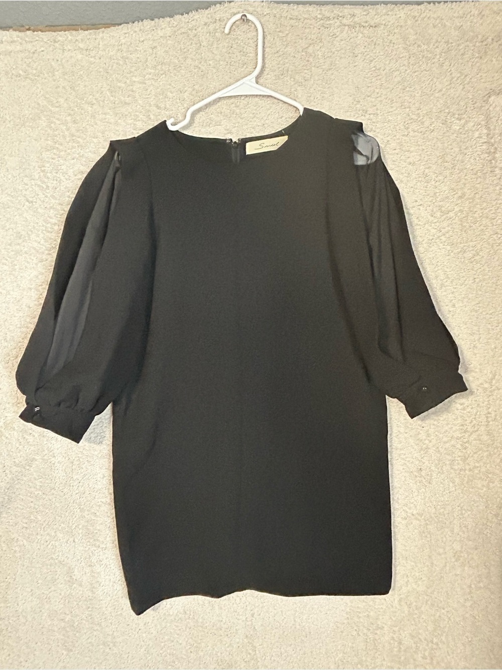 SNIDEL Dress Black Size  1. Puff Sheer Sleeves. Classy Wedding Guest